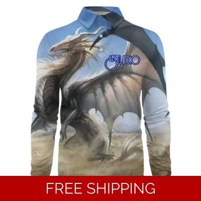 Le Studio Dragon 2 Custom 3D Long-Sleeved Polo Shirt
